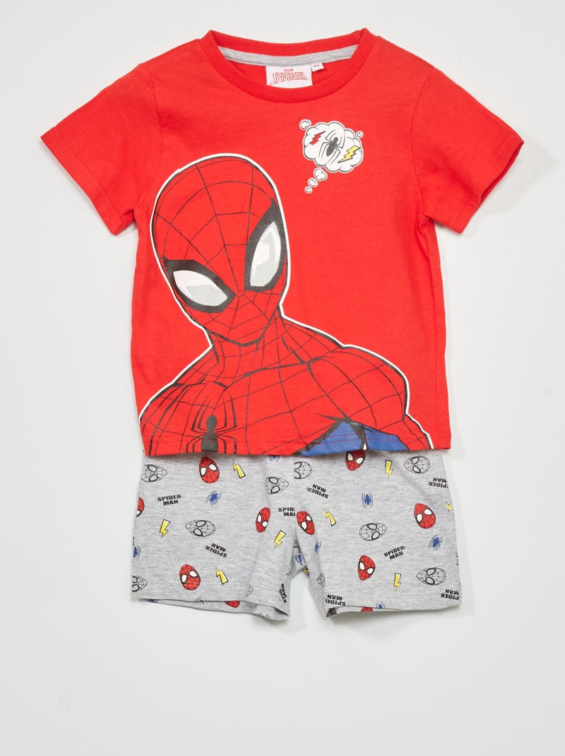 Pijama curto 'Homem-Aranha' 'Marvel' - 2 peças Vermelho/ Cinza - Kiabi