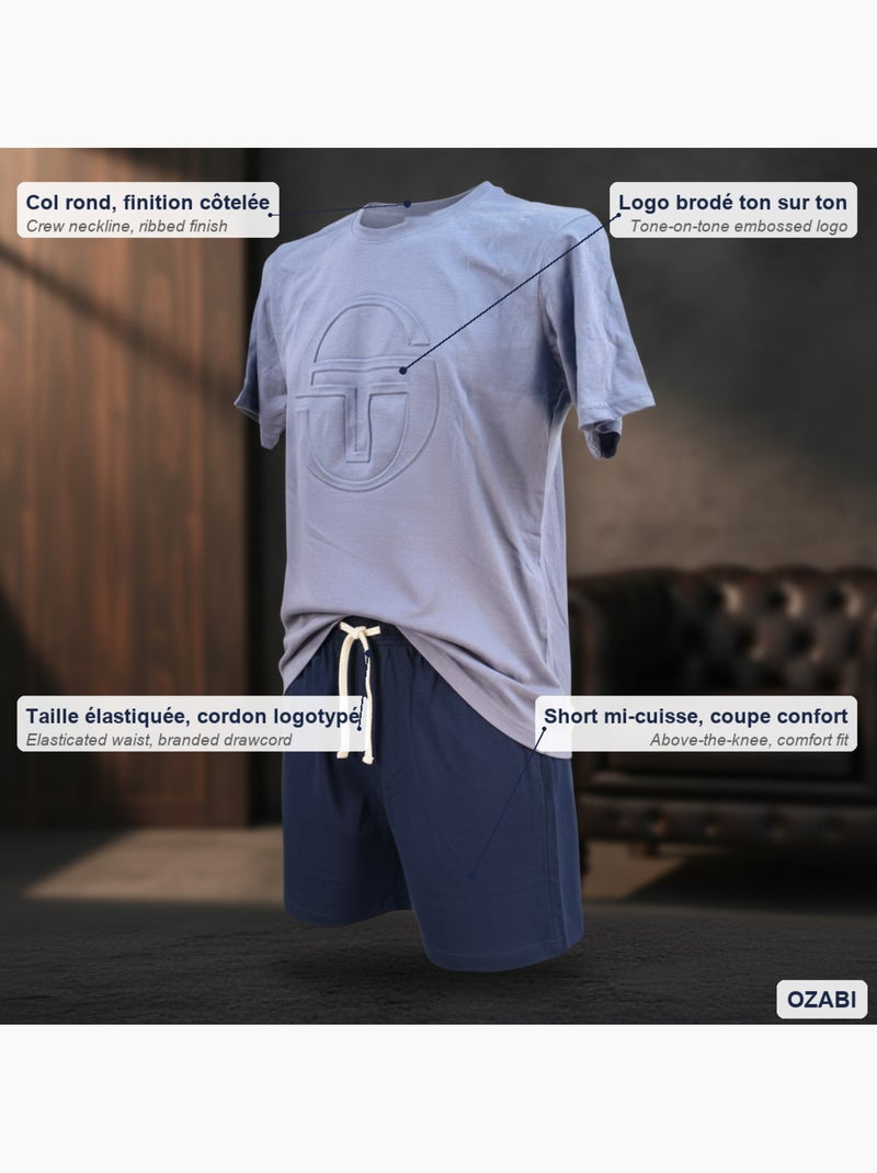 Pijama Curto Homem Sergio Tacchini Azul-ardósia - Kiabi