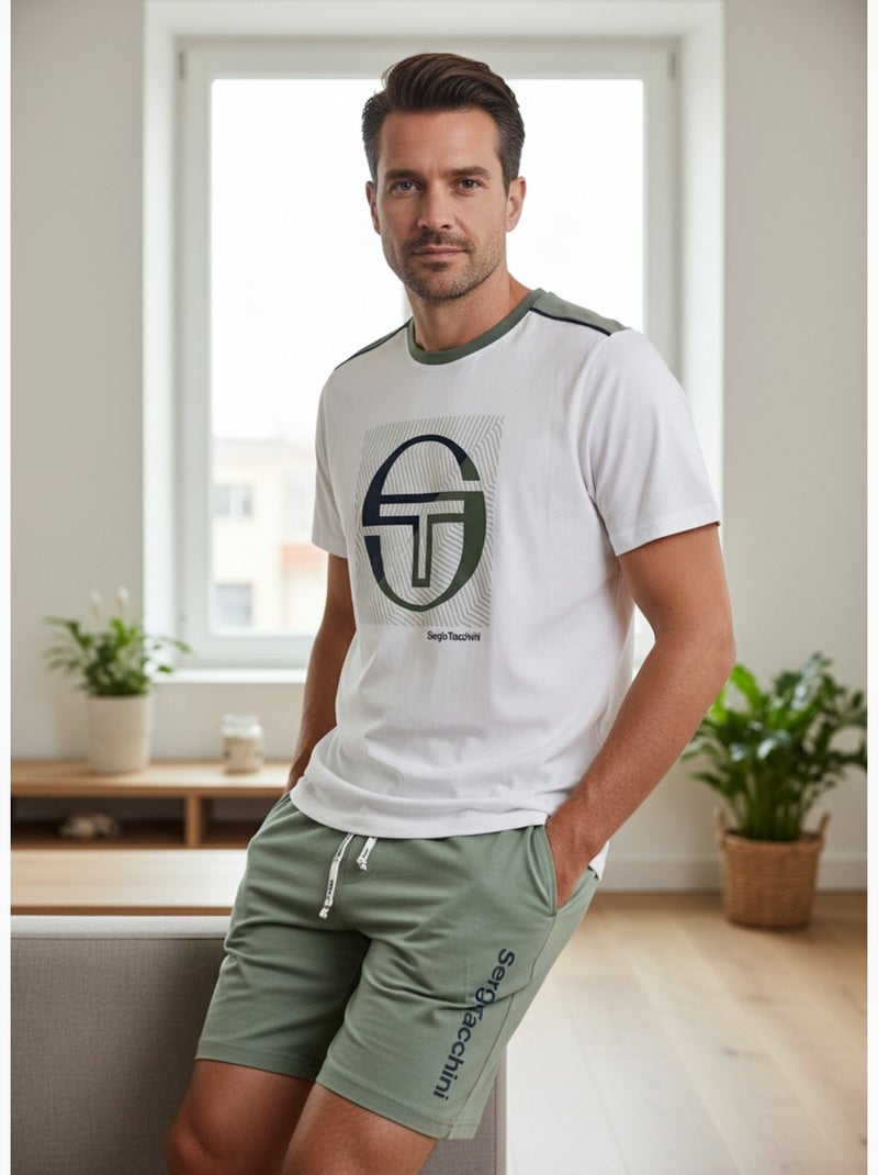 Pijama Curto Homem SERGIO TACCHINI Branco/Cáqui - Kiabi