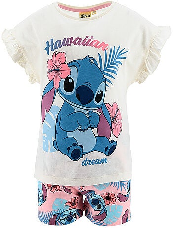 Pijama curto lilo & stitch branco menina | licença oficial