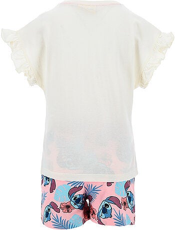 Pijama curto lilo & stitch branco menina | licença oficial