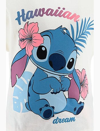 Pijama curto lilo & stitch branco menina | licença oficial