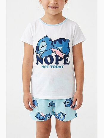 Pijama curto lilo & stitch branco menina | licença oficial