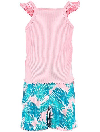 Pijama curto lilo & stitch rosa menina | licença oficial