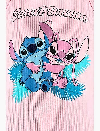Pijama curto lilo & stitch rosa menina | licença oficial