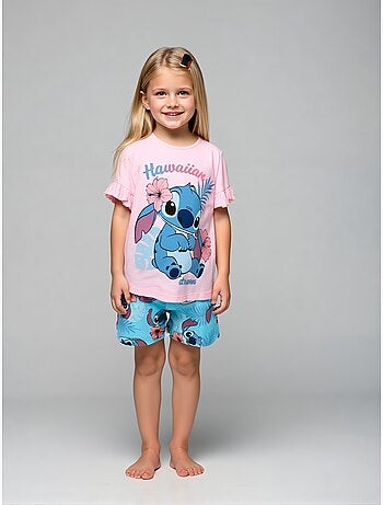 Pijama curto lilo & stitch rosa menina | licença oficial