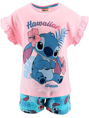Pijama curto lilo & stitch rosa menina | licença oficial