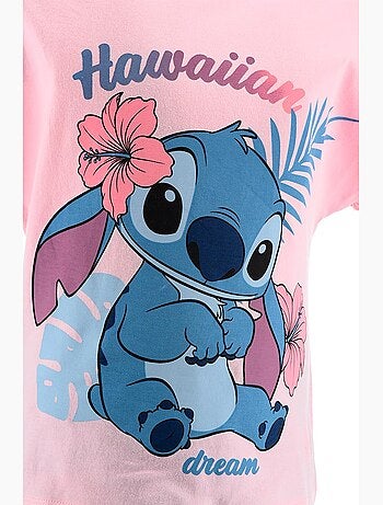 Pijama curto lilo & stitch rosa menina | licença oficial