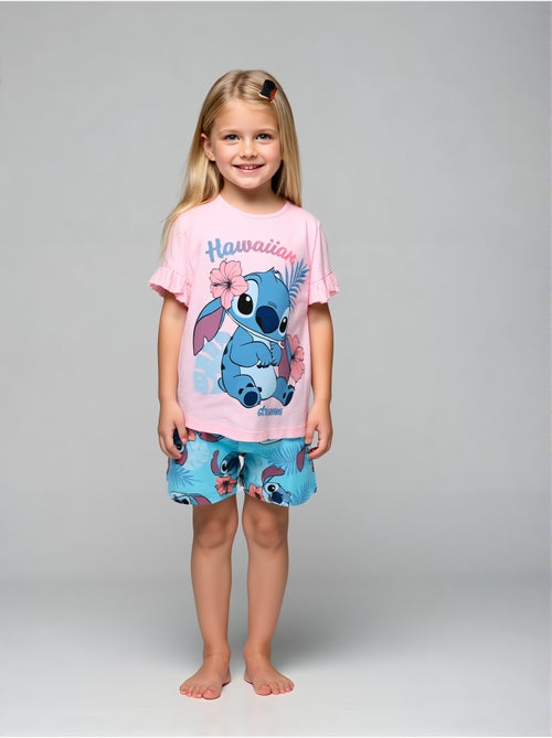 Pijama curto lilo & stitch rosa menina | licença oficial - Kiabi