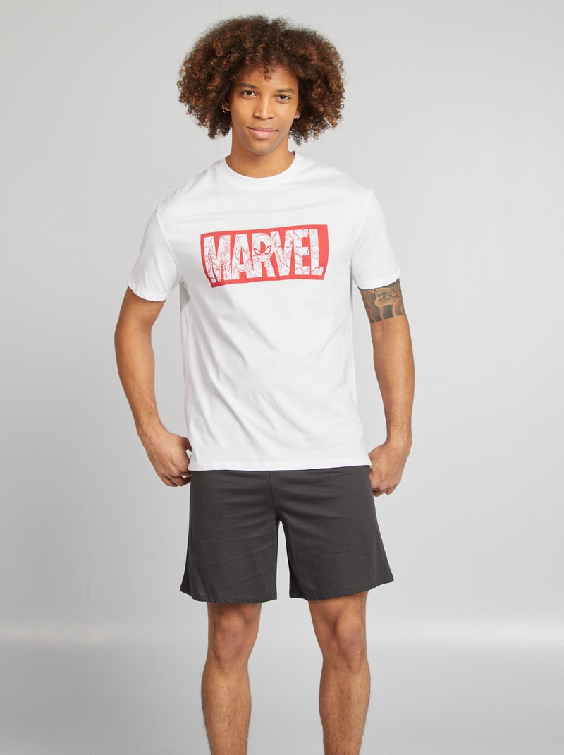 Pijama curto 'Marvel' com calções + t-shirt - 2 peças BRANCO - Kiabi