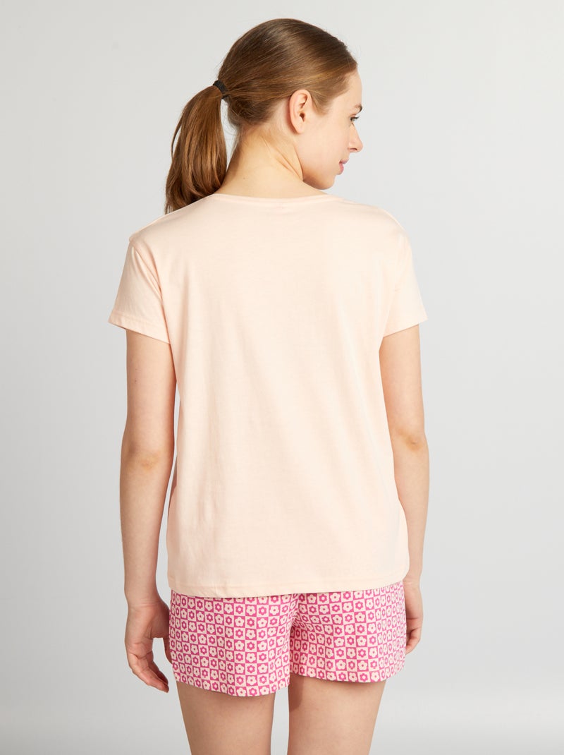 Pijama curto mensagem de fantasia - 2 peças ROSA - Kiabi