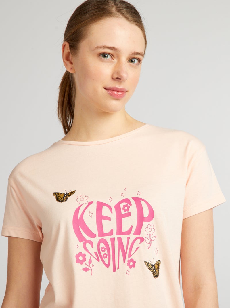 Pijama curto mensagem de fantasia - 2 peças ROSA - Kiabi