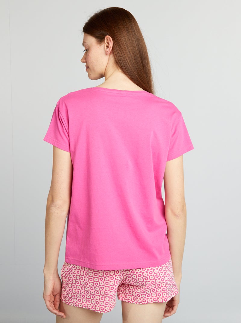 Pijama curto mensagem de fantasia - 2 peças ROSA - Kiabi