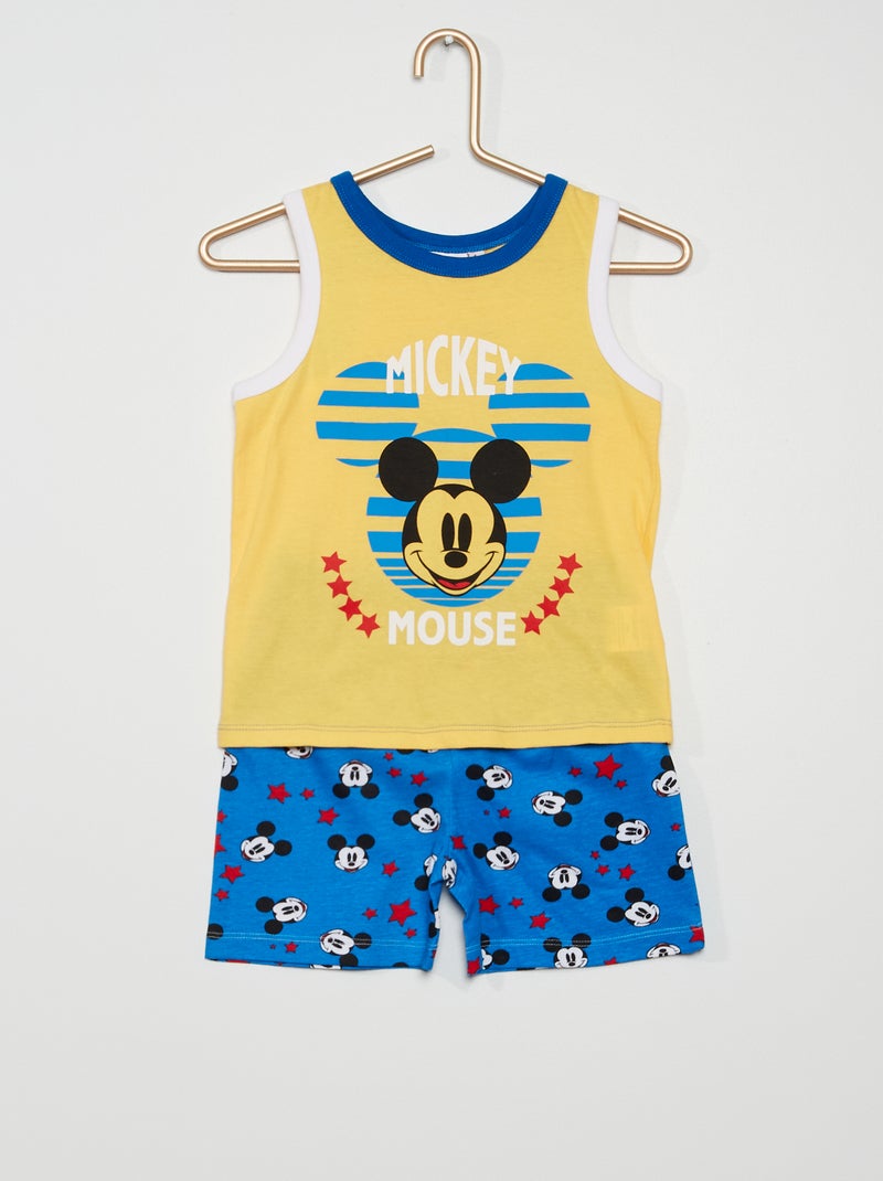 Pijama curto 'Mickey' 2 peças Amarelo / Azul - Kiabi