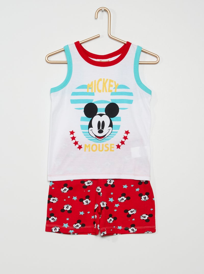 Pijama curto 'Mickey' 2 peças Branco/ Vermelho - Kiabi