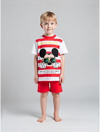 Pijama curto mickey mouse vermelho menino | licença oficial