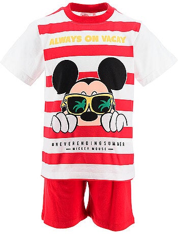 Pijama curto mickey mouse vermelho menino | licença oficial