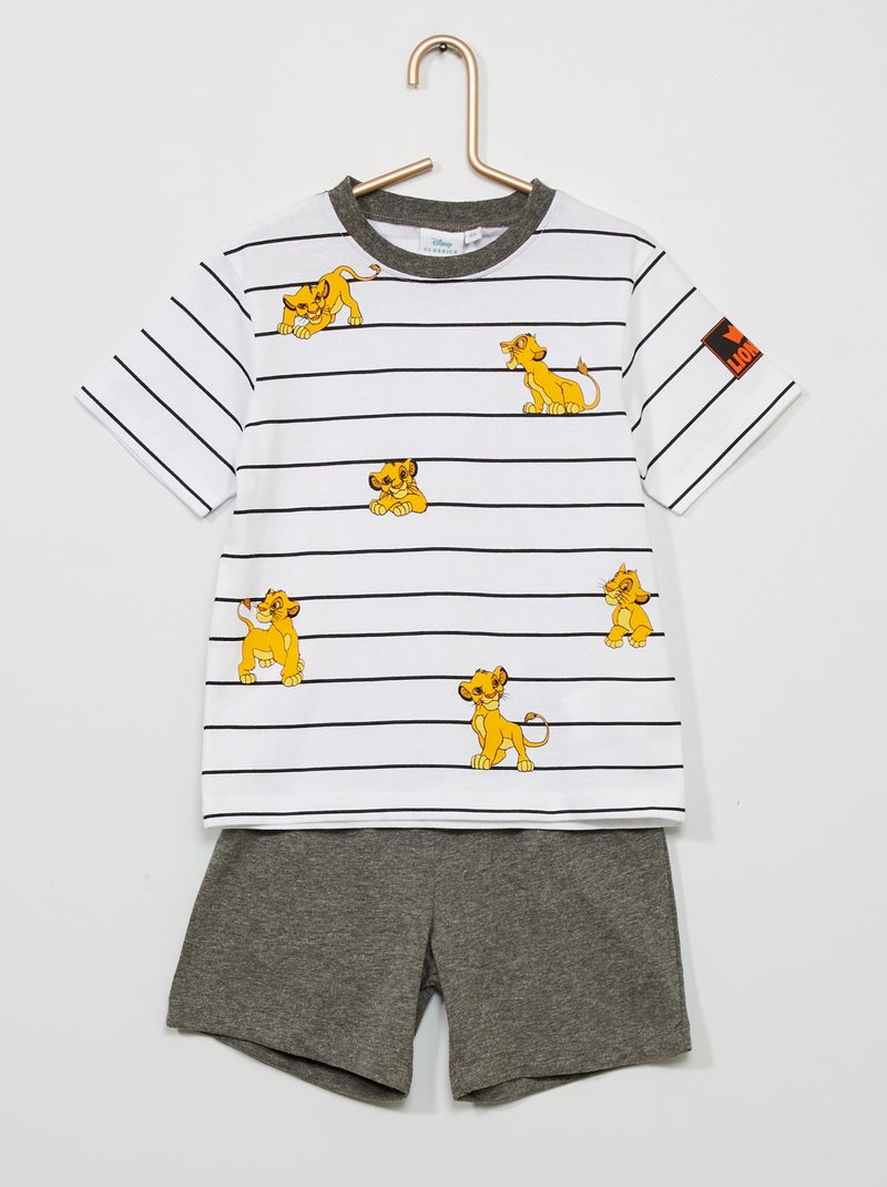 Pijama curto 'O Rei Leão' 'Disney' - 2 peças Branco/ Cinza - Kiabi