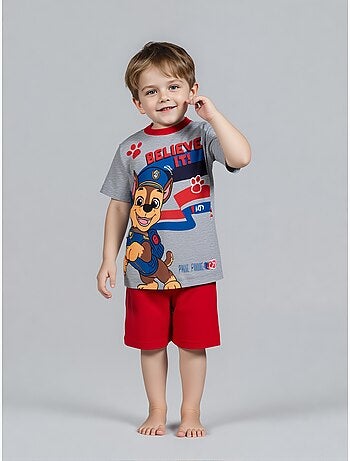 Pijama curto paw patrol cinzento menino | licença oficial