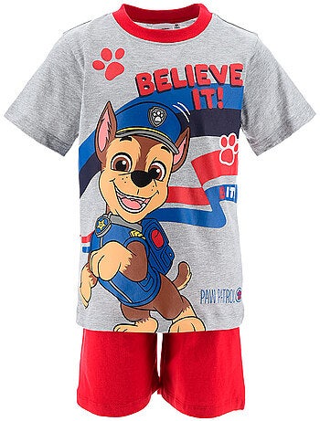 Pijama curto paw patrol cinzento menino | licença oficial