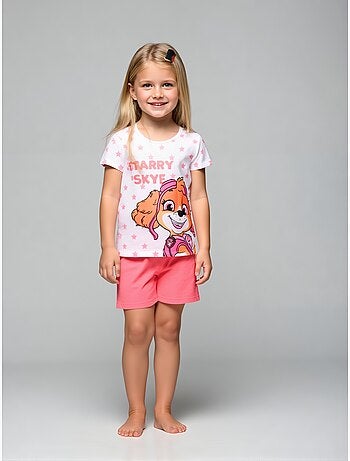Pijama curto paw patrol coral menina | licença oficial