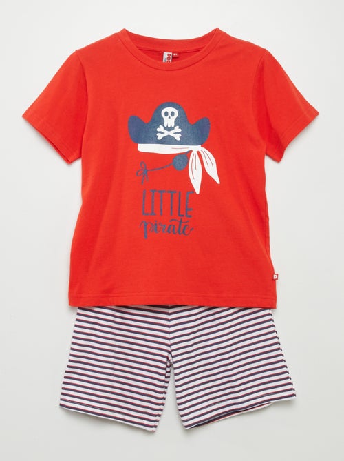 Pijama curto 'pirata' com calções + t-shirt - 2 peças - Kiabi