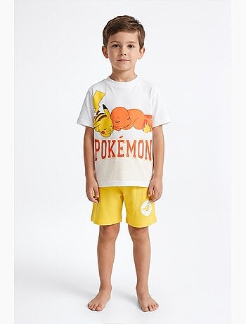Pijama curto pokémon branco menino | licença oficial
