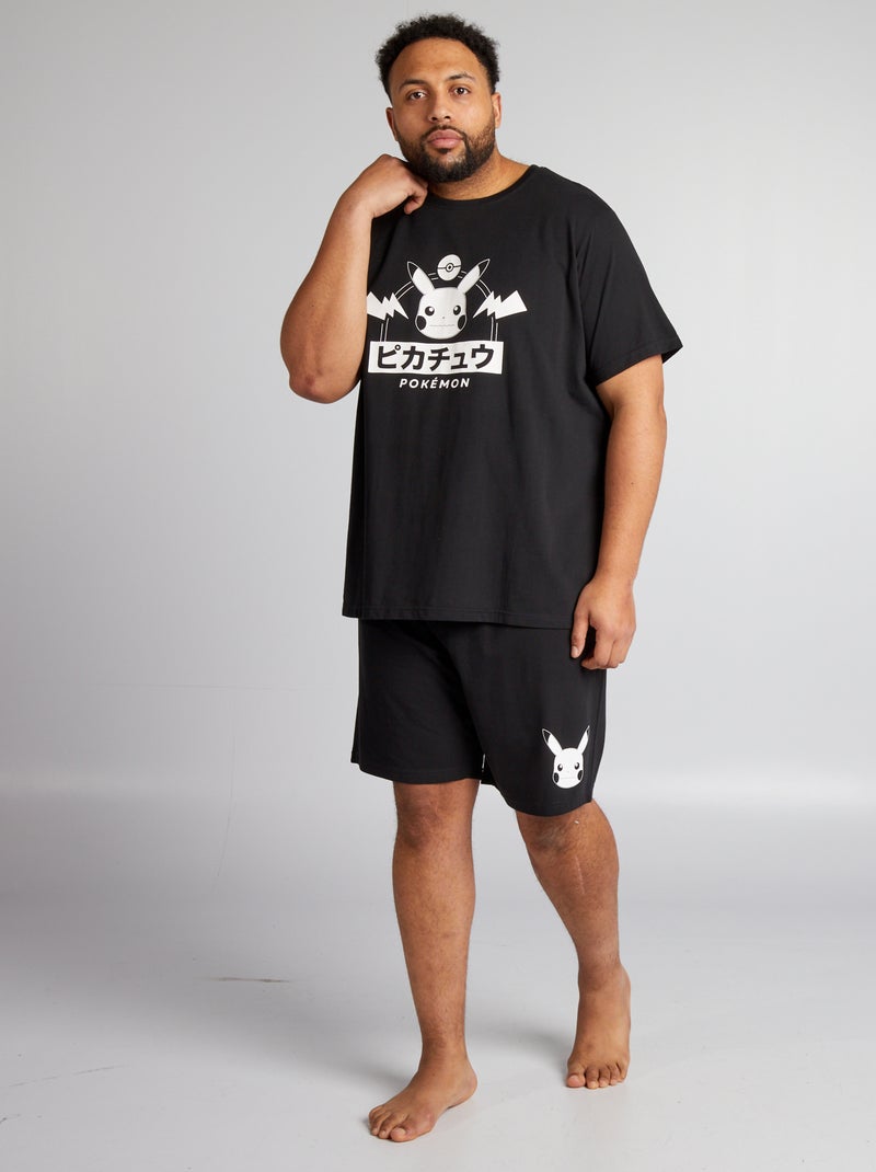 Pijama curto 'Pokémon' calções + t-shirt - 2 peças Preto - Kiabi