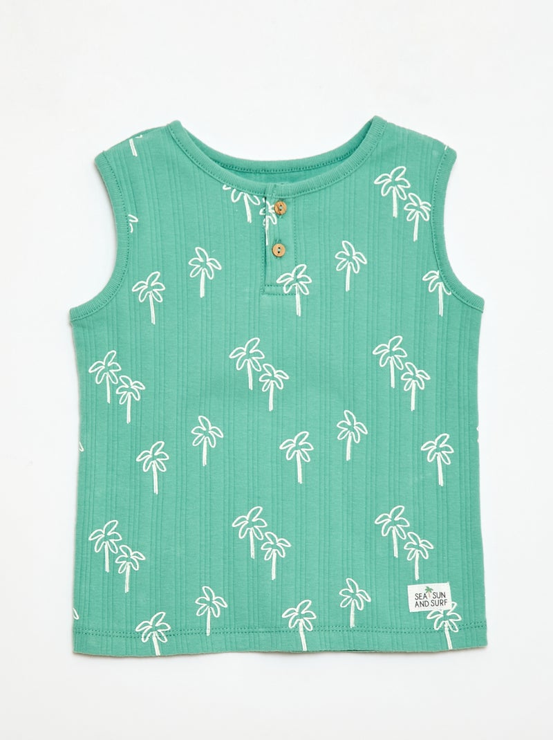 Pijama curto regata + calções - 2 peças Verde - Kiabi