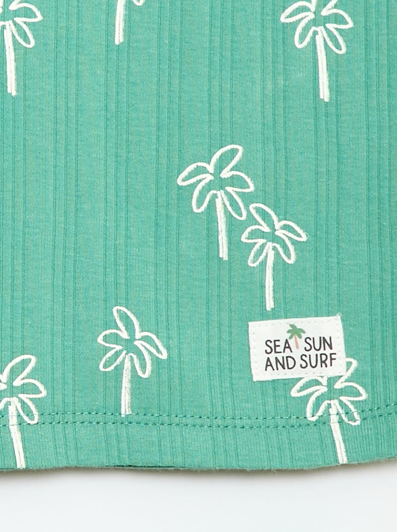 Pijama curto regata + calções - 2 peças Verde - Kiabi