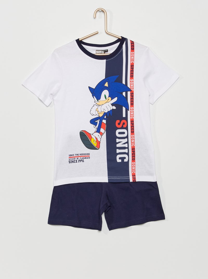 Pijama curto 'Sonic'  - 2 peças Branco/ Marinho - Kiabi