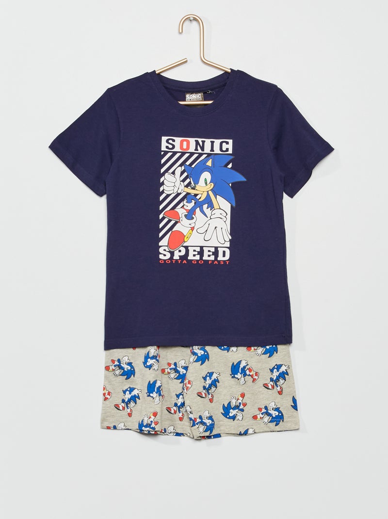 Pijama curto 'Sonic'  2 peças Marinho/ Cinza - Kiabi