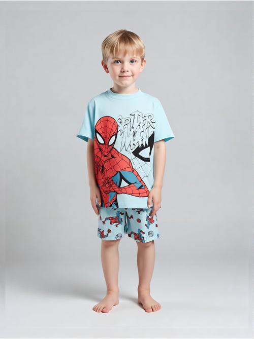 Pijama curto spider-man azul menino | licença oficial - Kiabi Pijama curto spider-man azul menino | licença oficial - Kiabi