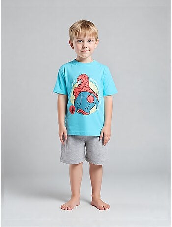 Pijama curto spider-man turquesa menino | licença oficial