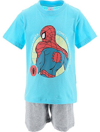 Pijama curto spider-man turquesa menino | licença oficial