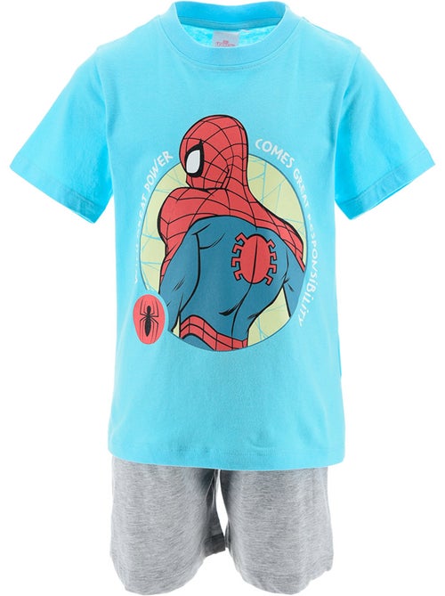Pijama curto spider-man turquesa menino | licença oficial - Kiabi Pijama curto spider-man turquesa menino | licença oficial - Kiabi