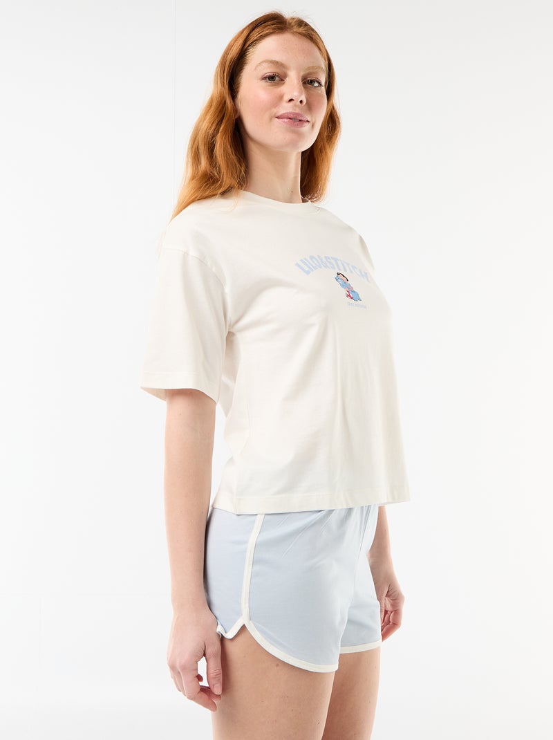 Pijama curto "Stitch" - 2 peças Branco - Kiabi