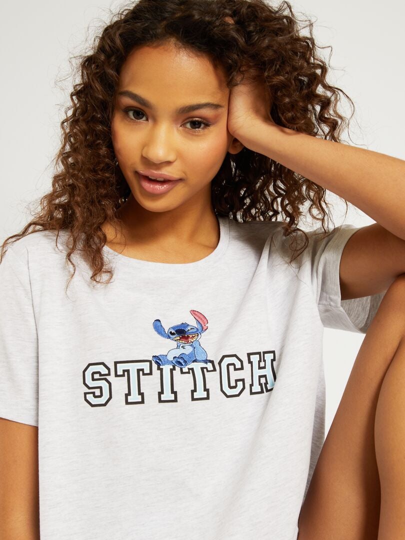 Pijama curto 'Stitch' - 2 peças Cinza/ Azul - Kiabi