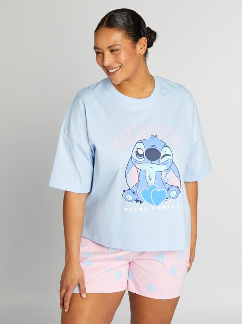 Pijama curto 'Stitch' em jersey - 2 peças - Kiabi