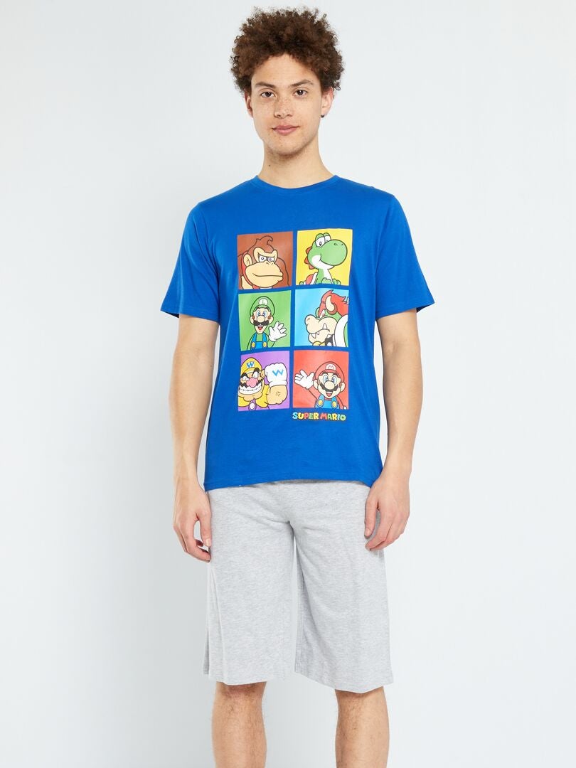 Pijama curto 'Super Mário'  - 2 peças Azul/ Cinza - Kiabi