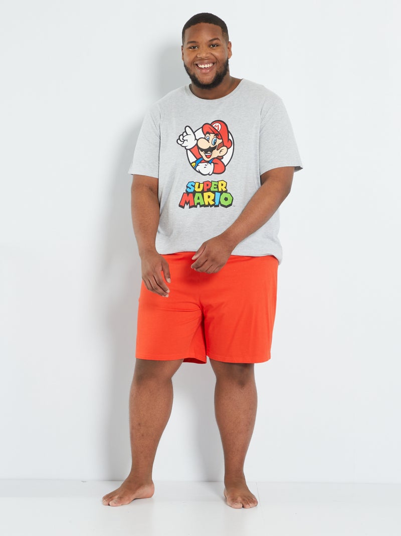 Pijama curto 'Super Mario' 2 peças Cinza/ Vermelho - Kiabi