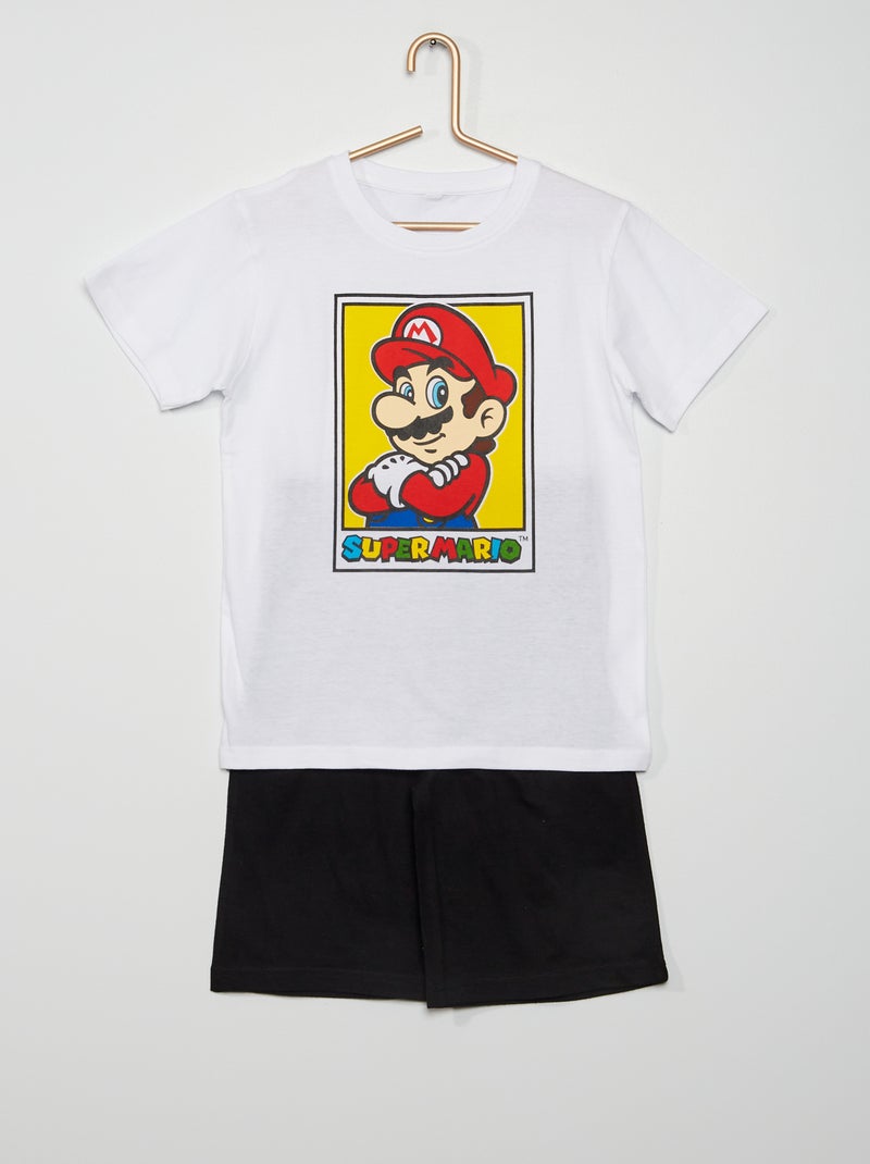 Pijama curto 'Super Mario' Branco/ Preto - Kiabi