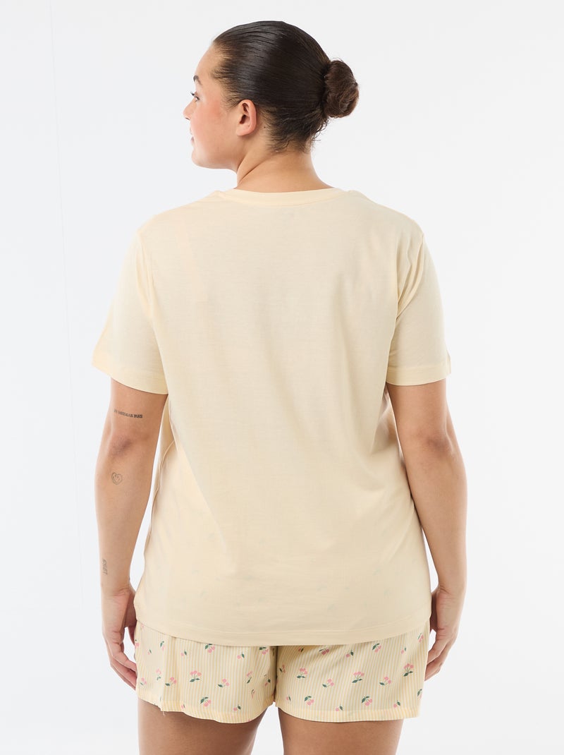 Pijama curto t-shirt + calções - 2 peças Amarelo - Kiabi