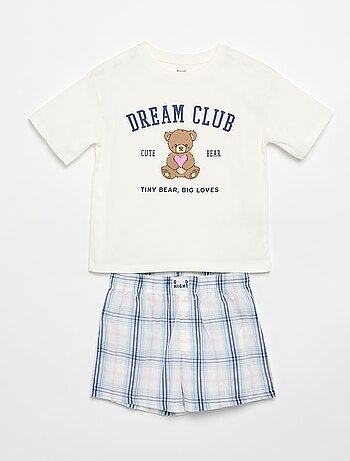 Pijama curto t-shirt + calções - 2 peças