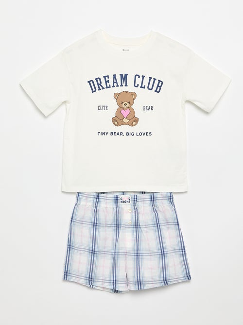 Pijama curto t-shirt + calções - 2 peças - Kiabi