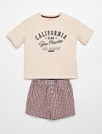 Pijama curto t-shirt + calções - 2 peças