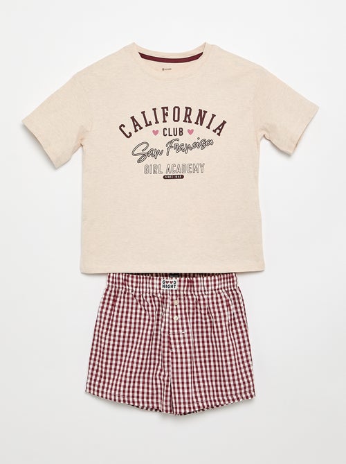 Pijama curto t-shirt + calções - 2 peças - Kiabi