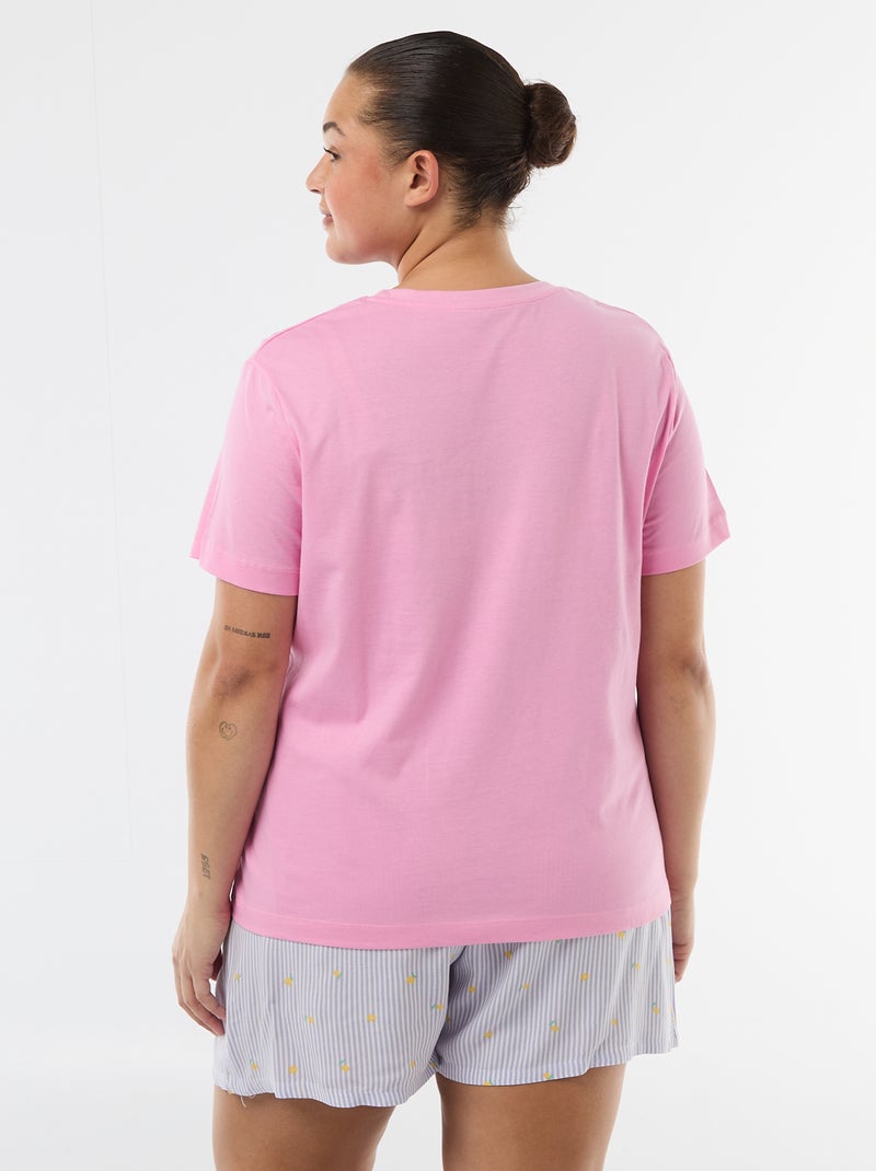 Pijama curto t-shirt + calções - 2 peças Violeta - Kiabi
