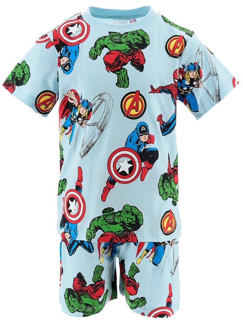 Pijama curto t-shirt + calções avengers menino | licença oficial Azul - Kiabi