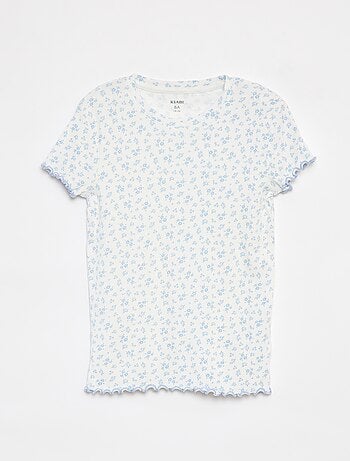 Pijama curto t-shirt + calções canelados - 2 peças